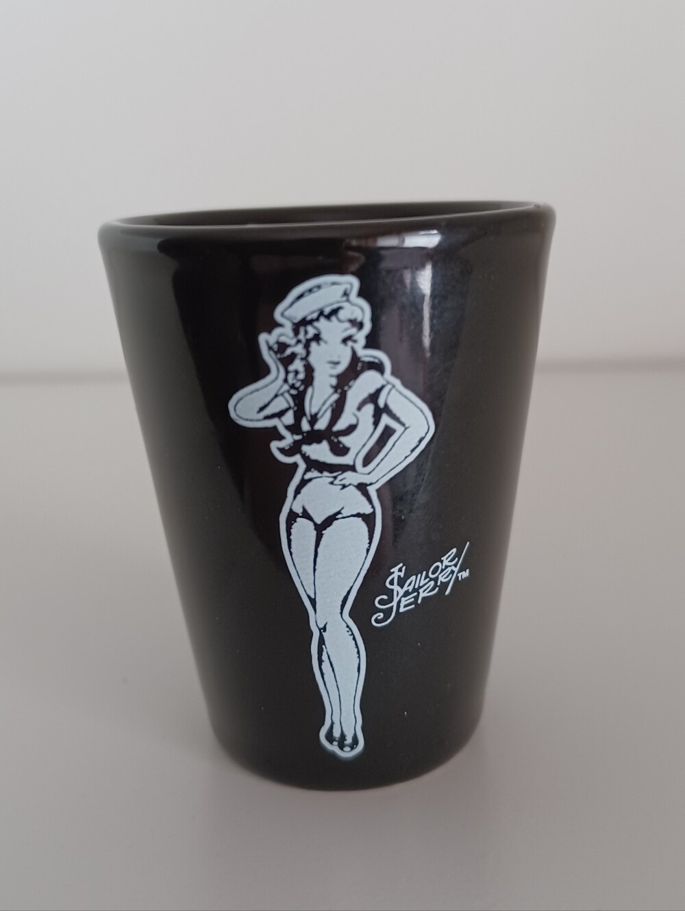 Sailor Jerry Spiced Rum Alcohol Pin Up Girl Black And White Shot Glass Barware